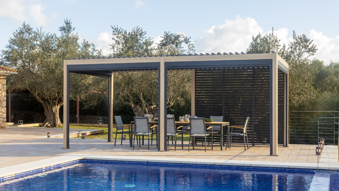 Aluminium pergola.